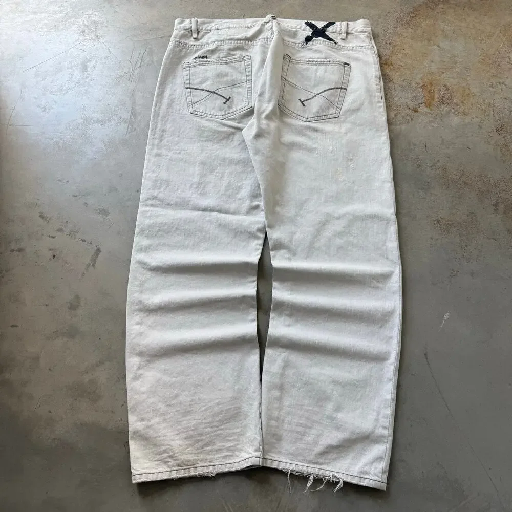 Vintage Y2K Billabong Straight Leg Repaired Sleaze Grunge Retro Jeans Size 38x32